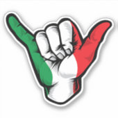 Shaka Hand Italië Vlag Goede Vibes Sticker (Voorkant)
