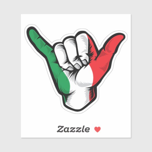 Shaka Hand Italië Vlag Goede Vibes Sticker (Vel)