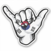 Shaka Hand Korea Vlag Goede Vibes Sticker (Voorkant)