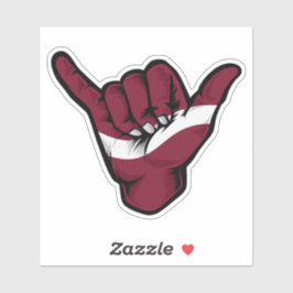 Shaka Hand Letland Vlag Goede Vibes Sticker