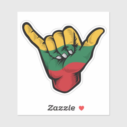 Shaka Hand Litouwen Vlag Goede Vibes Sticker (Vel)