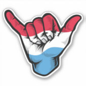 Shaka Hand Luxemburgse Vlag Goede Vibes Sticker (Voorkant)