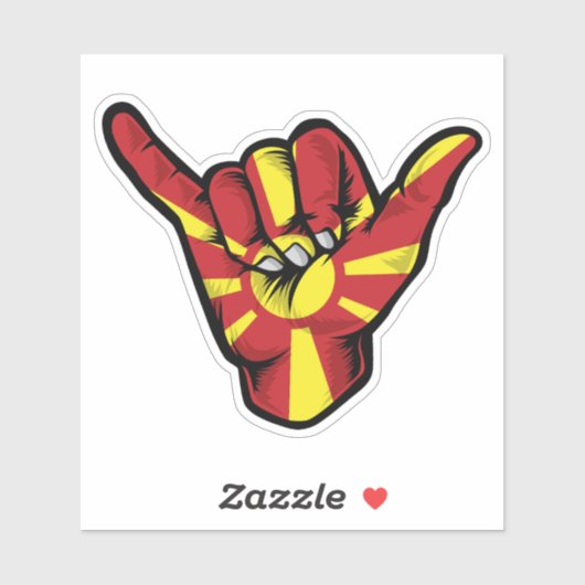 Shaka Hand Macedonië Vlag Goede Vibes Sticker (Vel)