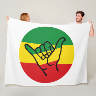 Shaka Hand met Reggae Colors Fleece Deken