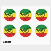Shaka Hand met Reggae Colors Ronde Sticker (Vel)