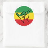 Shaka Hand met Reggae Colors Ronde Sticker (Tas)