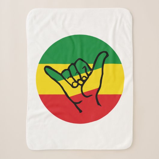 Shaka Hand met Reggae Colors Sherpa Deken (Voorkant)