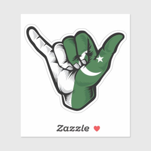 Shaka Hand Pakistaanse Vlag Goede Vibes Sticker (Vel)