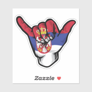 Shaka Hand Servië Vlag Goede Vibes Sticker