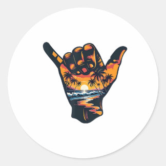 Shaka Hand Sign Aloha Surfen Surf Zomervakantie Ronde Sticker