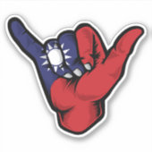 Shaka Hand Taiwanese Vlag Goede Vibes Sticker (Voorkant)