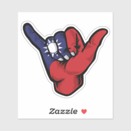 Shaka Hand Taiwanese Vlag Goede Vibes Sticker