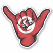 Shaka Hand Tunesische vlag goede vibes Sticker (Voorkant)