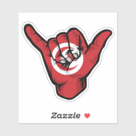 Shaka Hand Tunesische vlag goede vibes Sticker