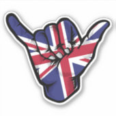 Shaka Hand United Kingdom Flag Good Vibes Sticker (Voorkant)