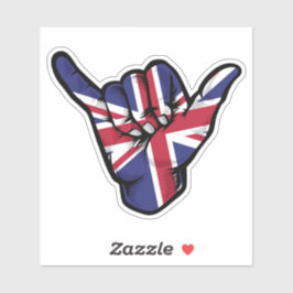 Shaka Hand United Kingdom Flag Good Vibes Sticker