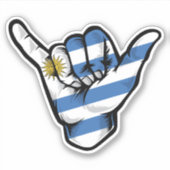 Shaka Hand Uruguay Vlag Goede Vibes Sticker (Voorkant)