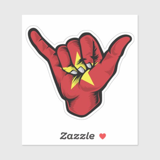 Shaka Hand Vietnam Vlag Goede Vibes Sticker (Vel)