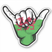 Shaka Hand Wales vlag goede vibes Sticker (Voorkant)