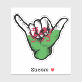 Shaka Hand Wales vlag goede vibes Sticker