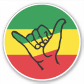 Shaka Hand With Reggae Colors Sticker (Voorkant)