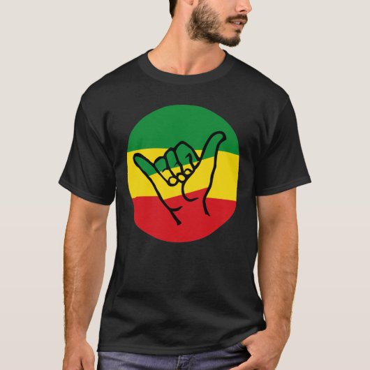Shaka Hand With Reggae Colors T-shirt (Voorkant)
