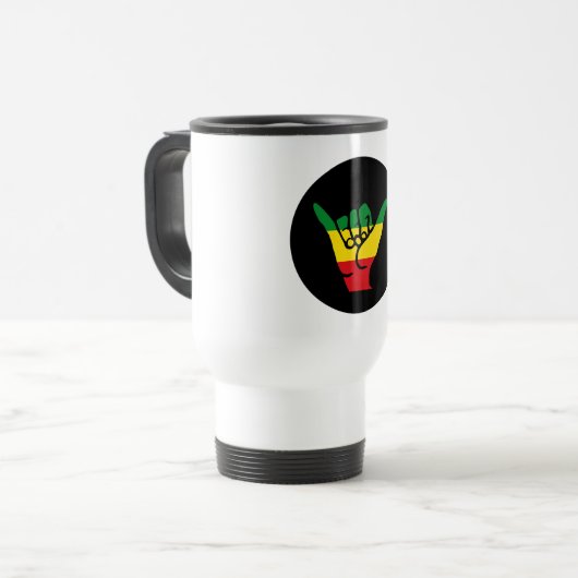Shaka Hands met Reggae Colors Reisbeker (Voorkant links)