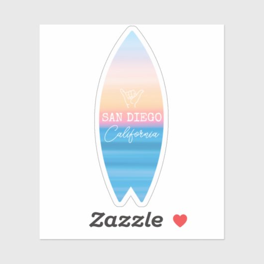 Shaka Handteken San Diego Zonsondergang Surf Sticker (Vel)