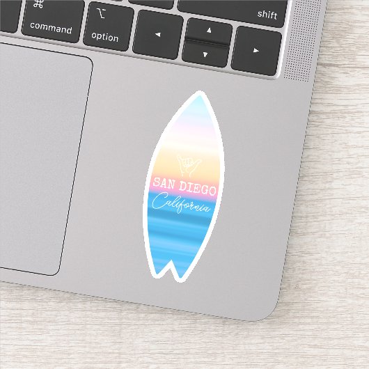 Shaka Handteken San Diego Zonsondergang Surf Sticker (Detail)