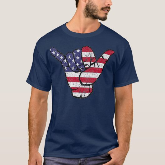 Shaka Hang Loose American Flag T-shirt (Voorkant)