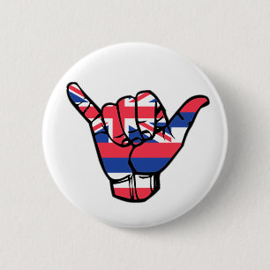 Shaka Hawaii Flag Ronde Button 5,7 Cm
