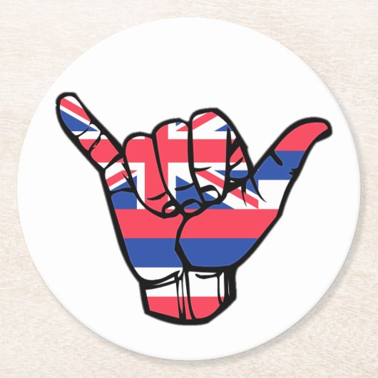 Shaka Hawaii Flag Ronde Kartonnen Onderzetter (Voorkant)