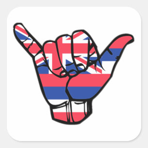 Shaka Hawaii Flag Vierkante Sticker