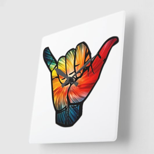 Shaka Rainbow Vierkante Klok (Hoek)