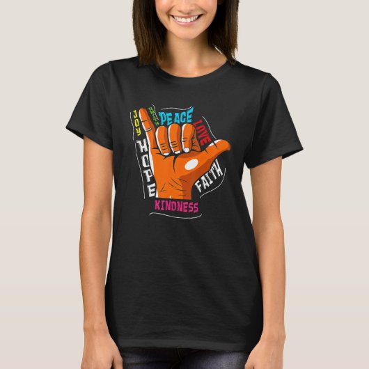 Shaka Sign Peace Kind Courage Oranje Unity Day T-shirt (Voorkant)