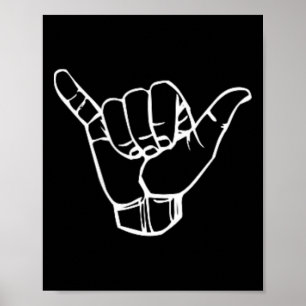 Shaka Sign Surf Retro Hawaii Surf T-shirt Poster