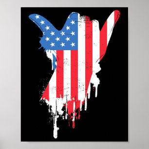 Shaka Sign Vintage Usa Amerikaanse Vlag - Surfen E Poster