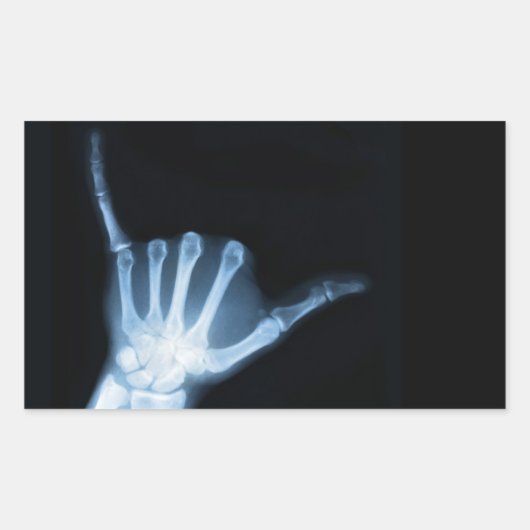 Shaka Sign X-Ray (Hang los) Rechthoekige Sticker (Voorkant)