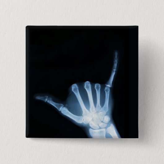Shaka Sign X-Ray (Hang los) Vierkante Button 5,1 Cm (Voorkant)