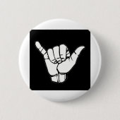 Shaka Sign zwart Ronde Button 5,7 Cm (Voorkant)