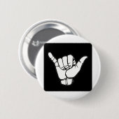 Shaka Sign zwart Ronde Button 5,7 Cm (Voorkant /achterkant)