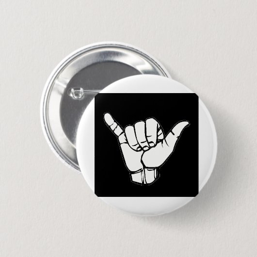 Shaka Sign zwart Ronde Button 5,7 Cm (Voorkant /achterkant)