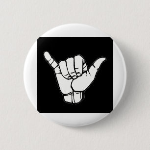 Shaka Sign zwart Ronde Button 5,7 Cm
