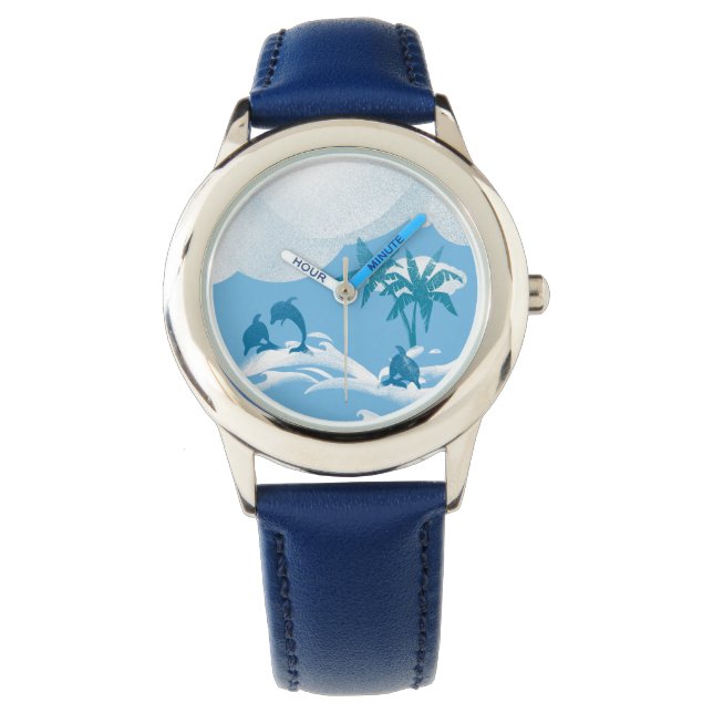 Shaka Surfen Tropische Godin Horloge (Voorkant)