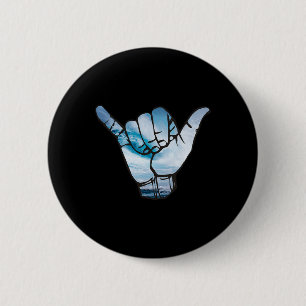 Shaka T-shirt Oceaan Surfen Golf Surfer Hawaï Han Ronde Button 5,7 Cm