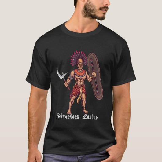 Shaka Zulu African Warrior Leader African King Jun T-shirt (Voorkant)