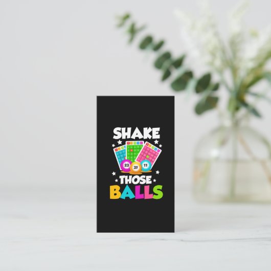 Shake Die Balls Funny Bingo Visitekaartje (Staand voorkant)