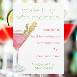 Shake It Up! Roze Cosmopolitan Cocktailparty Kaart