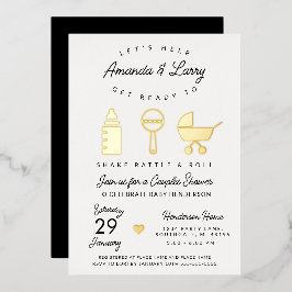 Shake Rattle and Roll Baby Shower Folie Uitnodiging