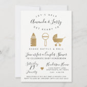 Shake Rattle and Roll Baby shower Invitation Kaart (Voorkant)